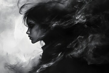 portrait of a woman with smoke
