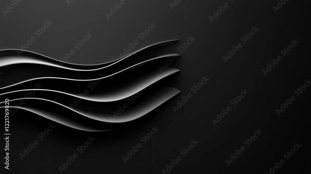 Aufkleber Subtle black background with wave like lines creating modern aesthetic. smooth curves evoke sense of calm and sophistication, perfect for contemporary design