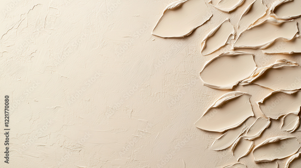 Leinwandbilder Textured cream background with layered paint strokes creating artistic effect. warm tones and subtle variations add depth and interest to composition