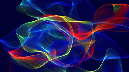 Obraz premium Abstract flowing multicolored lines creating an artistic effect on a dark background