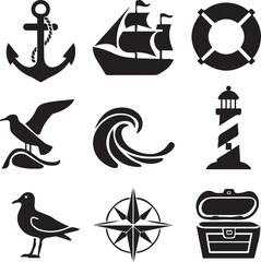 Nautical Icons Set marine or pirates icon set 