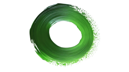 Green paint geometric circle shape brush on transparent background
