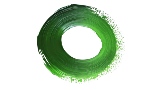 Green paint geometric circle shape brush on transparent background