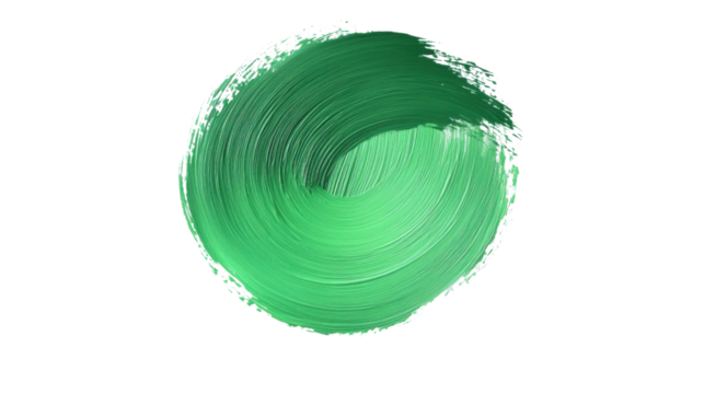 Green paint geometric circle shape brush on transparent background