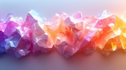 Abstract Colorful Polygonal Mountain Range Landscape