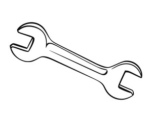 A simple line drawing of a wrench.