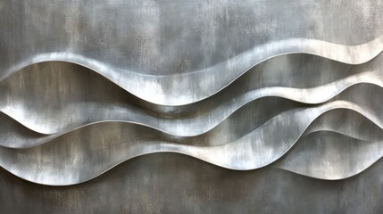 Silver Wave Abstract Metal Wall Art Design