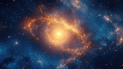 Obraz premium A glowing astrological symbol surrounded by starry dust, floating against a deep blue cosmic background.