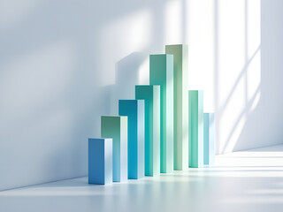 modern 3d bar chart graph isolated on white background