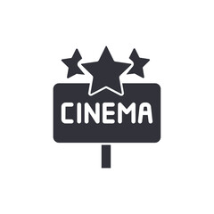 Cinema signboard solid icons, minimalist vector illustration ,simple transparent graphic element .Isolated on white background