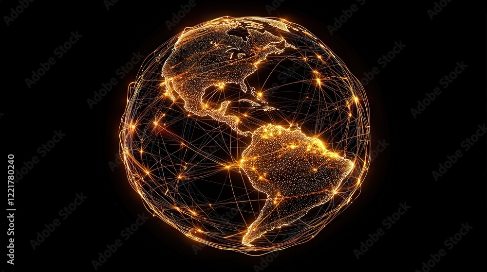 Poster globe connected by glowing lines representing global connectivity