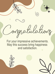 Cream and Brown Simple Aesthetic Congratulations Flyer, invitation and poster template. 