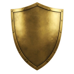 Golden Shield Isolated on Transparent Background. PNG