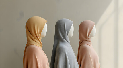 Elegant Hijabs: Three Neutral Shades
