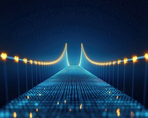 Obraz premium Glowing Bridge Between Two Platforms Representing Connection