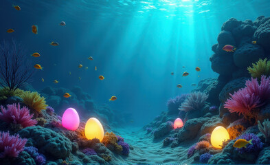 Naklejka premium easter eggs under the sea