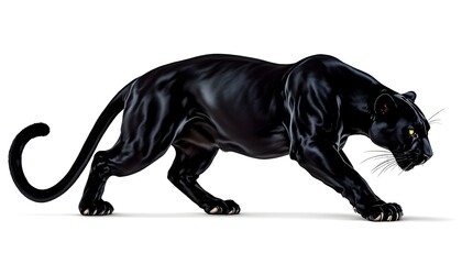 Animal Stealthy Black Panther on a white background