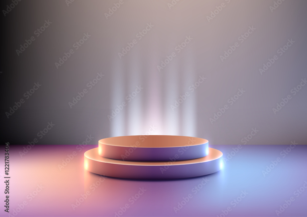 Poster 3d technology podium with ethereal spotlights and gradient backdrop for product display mockups