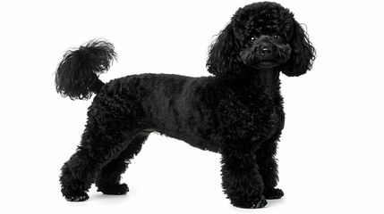 Adorable Black Dog with Curly Fur Posing for the Camera