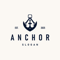 Fototapeta premium silhouette illustration anchor logo sailor design simple ocean symbol anchor ship marine retro vintage