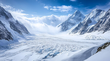 A glacier on a high-altitude plateau. Solar Ridge. Illustration