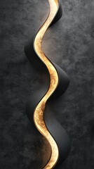 Fototapeta premium Elegant abstract graphic design with a fluid dynamic curve in a gold metallic effect creating a modern minimalist and captivating visual backdrop for various creative and corporate applications