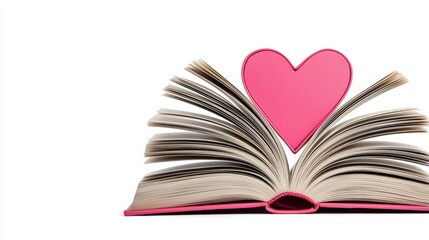 Fototapeta premium 3D open books with glowing heart-shaped pages