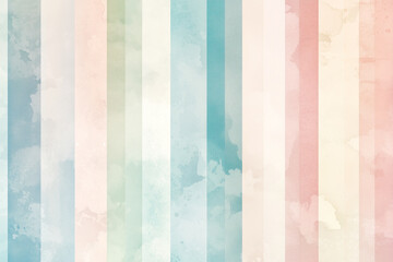 Minimalist watercolor vertical stripes in soft pastels: light pink, blue, and green. Gentle flowing pattern with varying widths, evoking calmness. Perfect for serene backgrounds and fills.