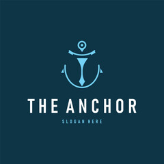 silhouette illustration anchor logo sailor design simple ocean symbol anchor ship marine retro vintage