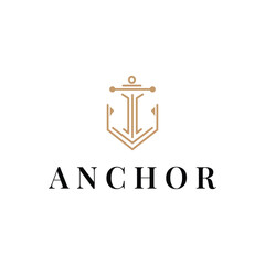 silhouette illustration anchor logo sailor design simple ocean symbol anchor ship marine retro vintage