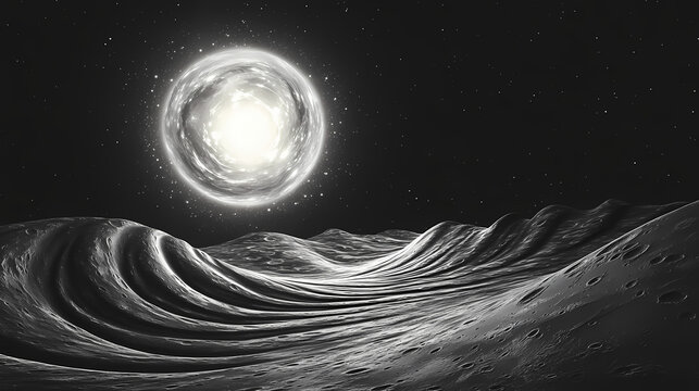 Celestial spiral: a cosmic perspective from the lunar surface. Solar Ridge. Illustration