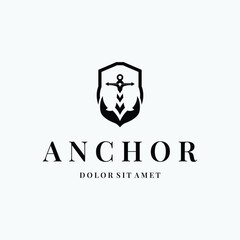 silhouette illustration anchor logo sailor design simple ocean symbol anchor ship marine retro vintage