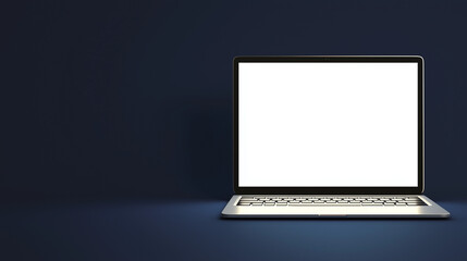Laptop mockup with blank screen on a dark background. Ideal for displaying apps, interfaces, or presentations with a sleek and professional look.