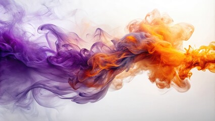 Fototapeta premium Abstract Swirling Purple and Orange Ink Clouds, a Dynamic Composition of Color and Form