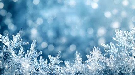 Frosty Winter Background with Delicate Snowflake Patterns and Sparkles