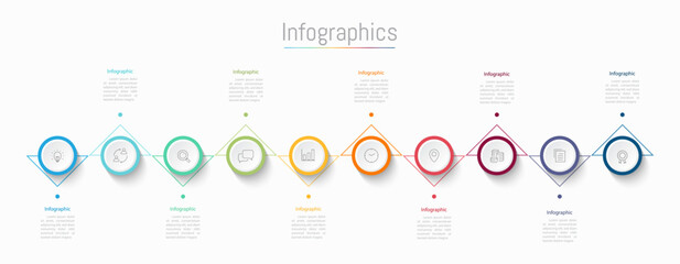 Infographic 10 options design elements for your business data. Vector Illustration.