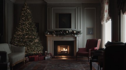 Cozy Christmas Evening by the Fireplace