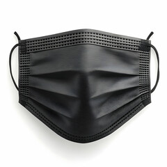 Black face mask, isolated, white background, health protection