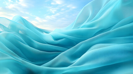 Fototapeta premium Soft Blue Fabric Waves Flowing Gently Under a Bright Sky