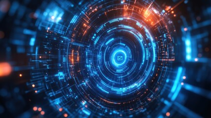 Futuristic Digital HUD Interface Email Neon Blue Technology Background