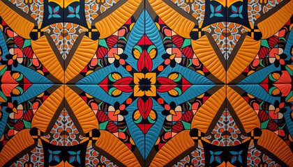 African American Quilt with Starburst and Floral Patterns