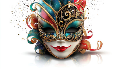 Carnival is a vibrant festival of creativity. People wear artistic masks to celebrate. Elegant and Colorful Carnival Mask with Vibrant Decorations