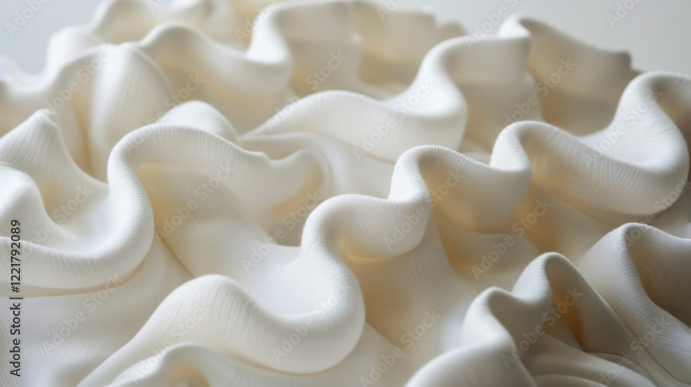 Aufkleber soft, flowing white fabric with elegant ruffles and waves, creating delicate texture and visual inte