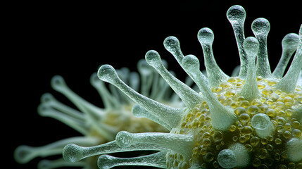 Close-up View of Colorful Microscopic Virus Structure with Texture