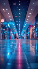 a blurry image of a mall with lights