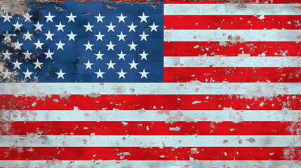 Fototapeta premium Distressed American Flag with Worn Texture and Vintage Appeal
