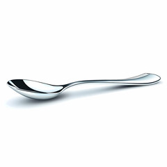 Polished metal spoon isolated on white background, for food or kitchen websites