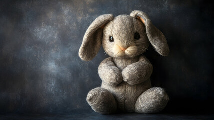 Soft Gray Bunny Toy with Floppy Ears and Charming Expression