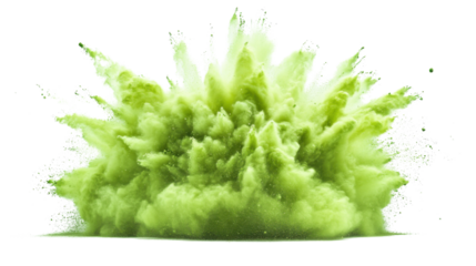 Colorful green holi paint color powder on transparent background