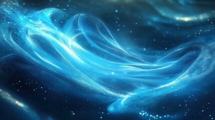 Abstract Blue Energy Flow Glowing Waves Futuristic Background